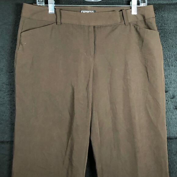 Express Womens Pants Brown Editor Wide Leg Mid Rise Career Stretch 8 Regular - Picture 2 of 12
